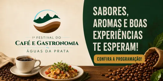 Banner do estabelecimento 1ª edição do Festival do Café e Gastronomia em Águas da Prata.