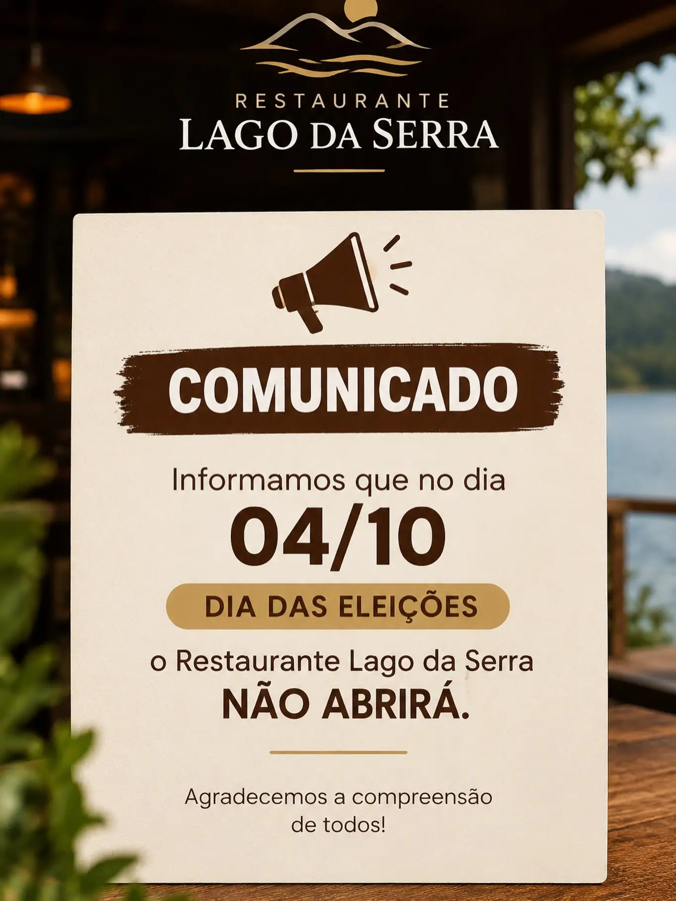 Fechamento no Dia das Eleições